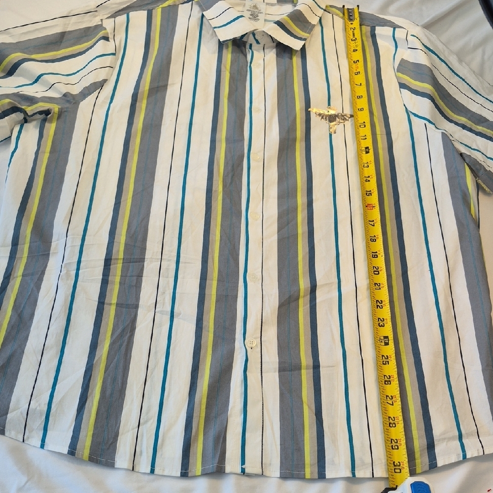 Disney Haunted Mansion Mens Short Sleeve Blue and Gray Casual Button Down Shirt - Picture 3 of 11